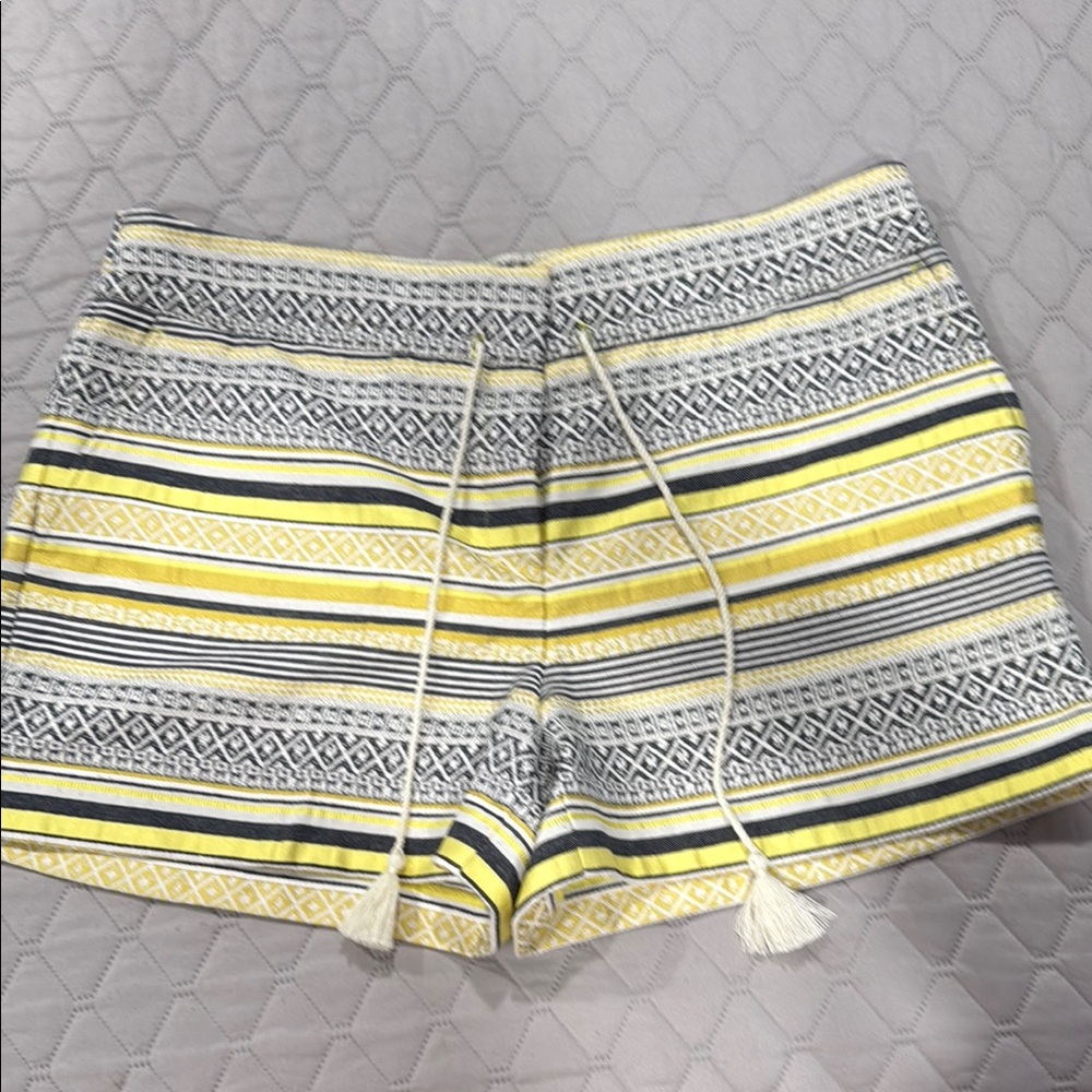 LOFT High Waist Yellow and Gray Shorts
